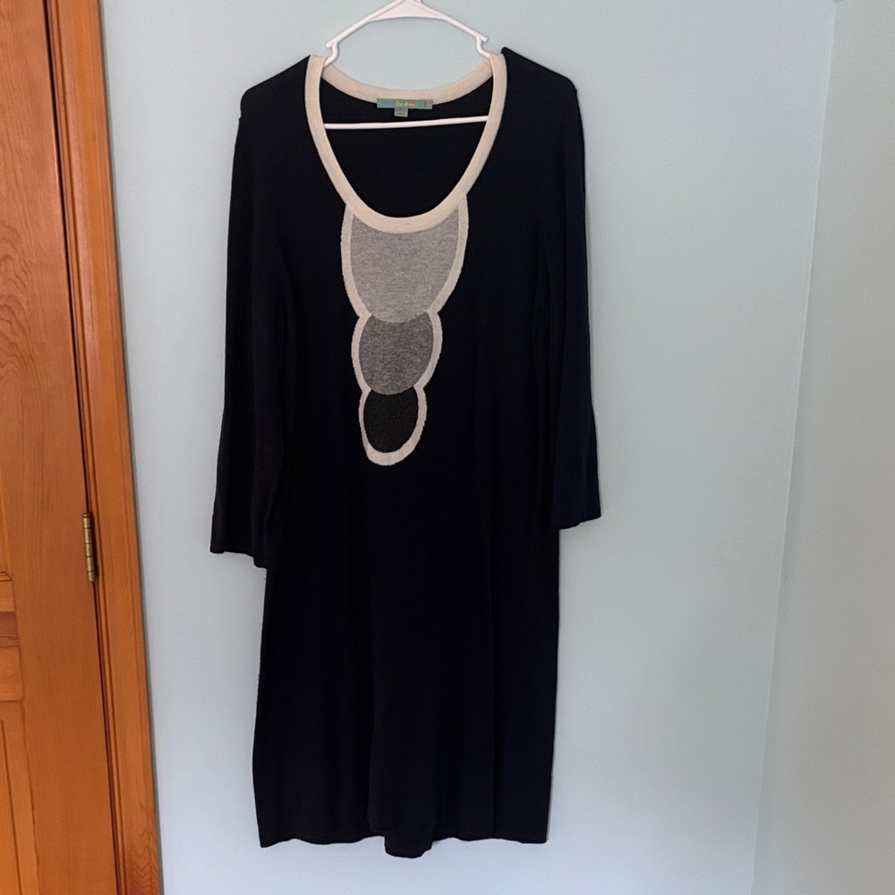 Elegant dark blue and Cream Dress